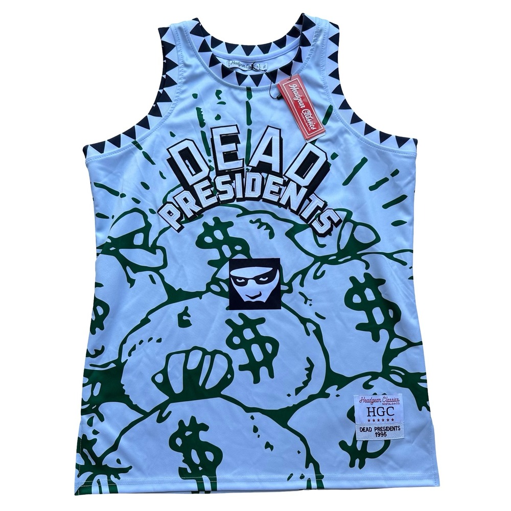 Headgear Classics Moneybag Dead Presidents Basketball Jersey Size XL Blue Green